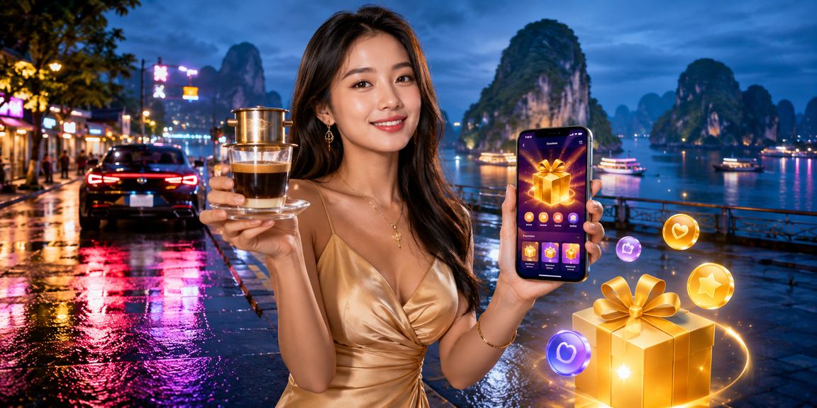 Người dùng Hạ Long sử dụng điện thoại cạnh cốc cà phê để theo dõi trận đấu và đặt cược