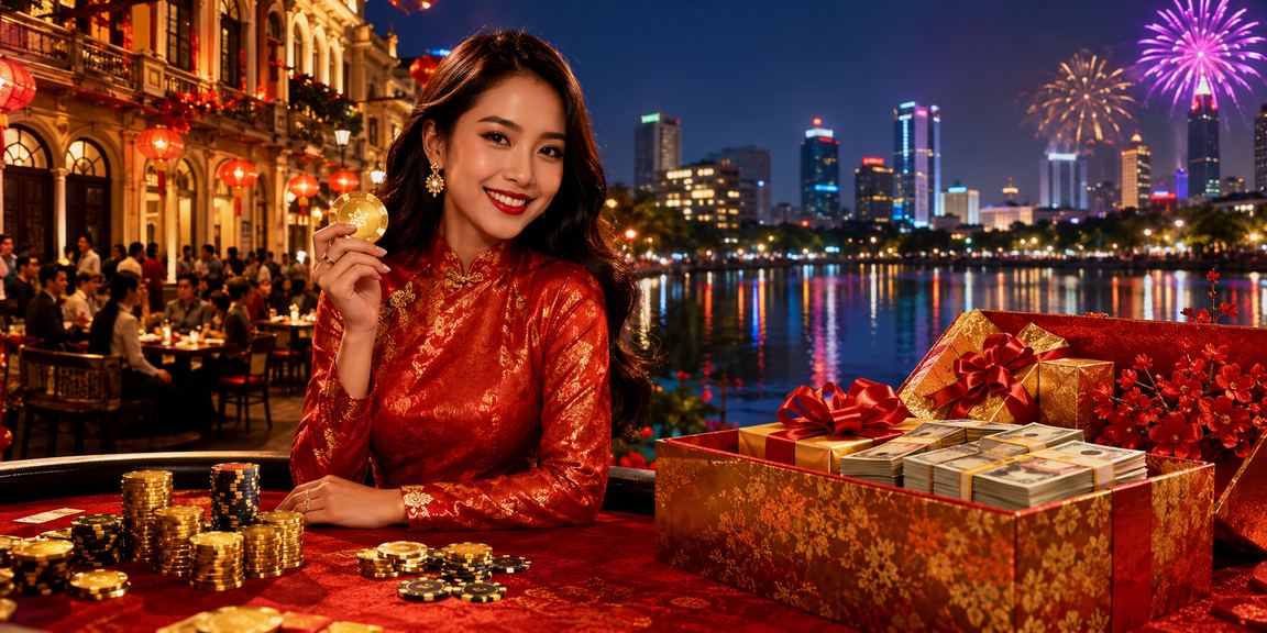 Không khí Tết tại Hà Nội với đèn lồng đỏ rực và bàn casino cuối năm